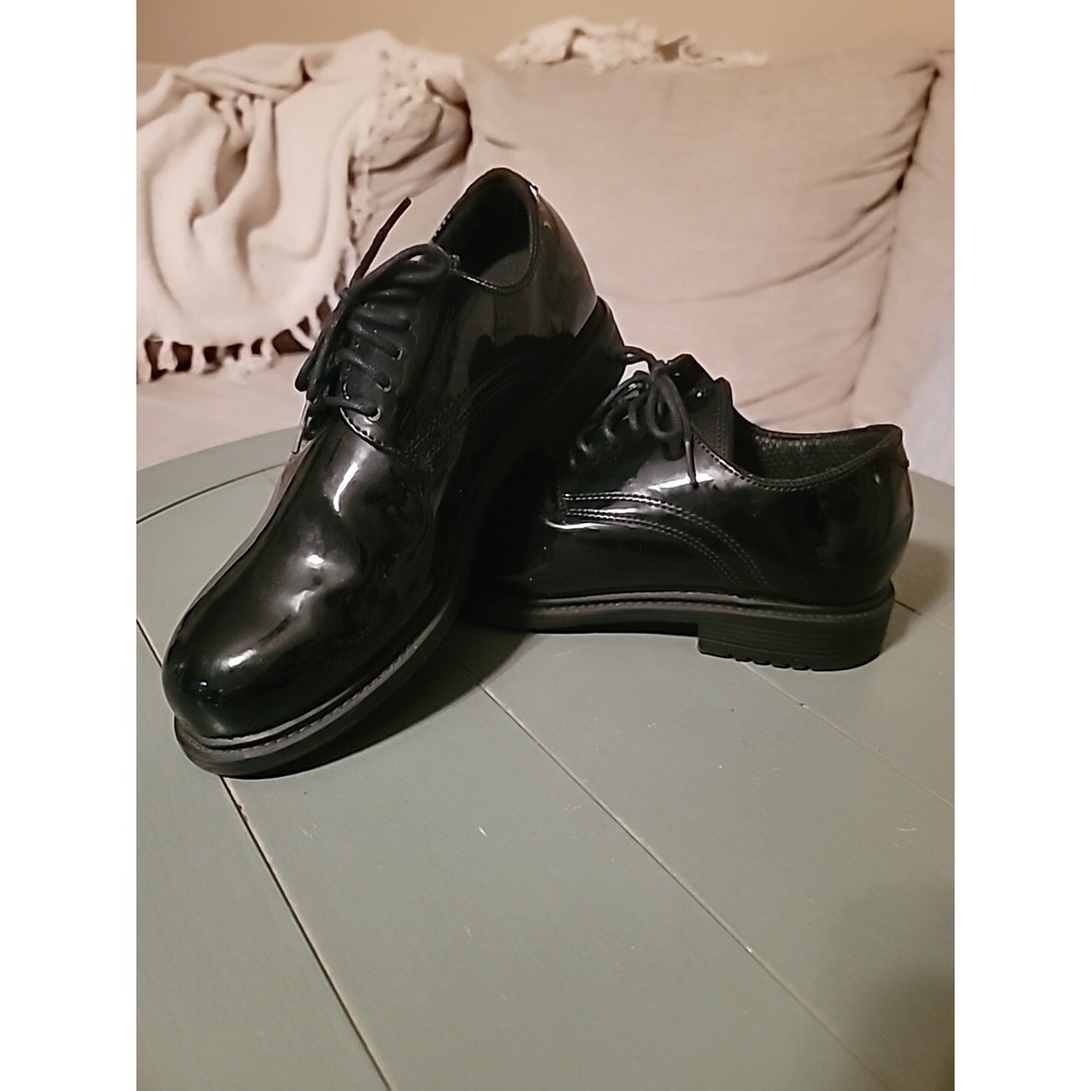 Black HI Gloss LAW PRO Dress Uniform Patent Leather Oxford Shoes Gothic Y2K Sz 7